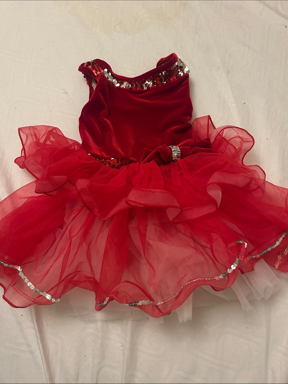 Weissman Red Velvet & Tulle Sequin Dance Costume